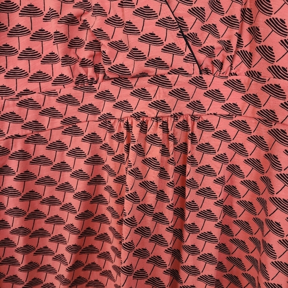 Boden Size 12 Midi Dress Sunset Parasol Print Coral&navy Short Sleeve Summer - Picture 4 of 9